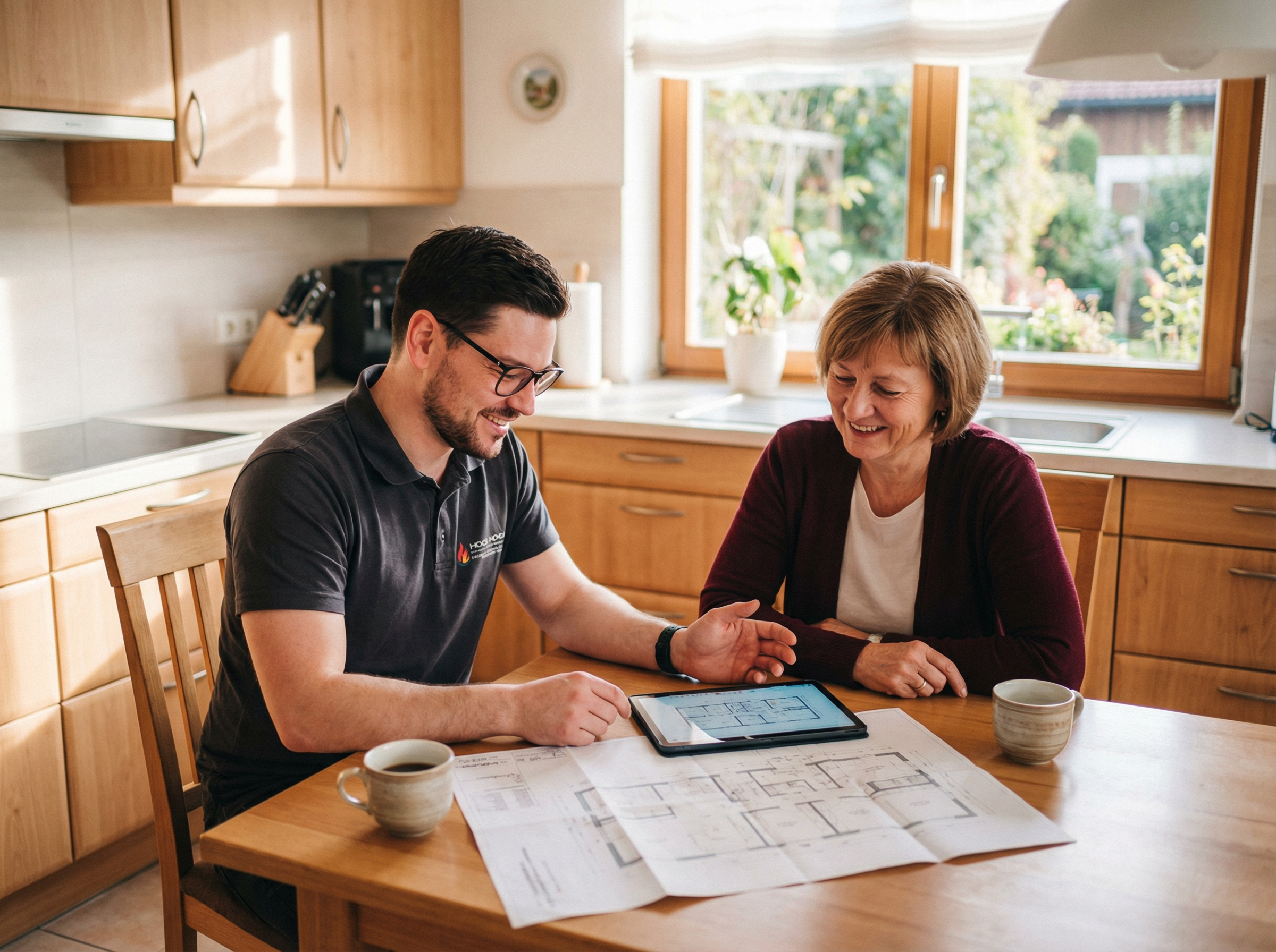 Philipp Höck berät Kundin zu Hause in Ergolding